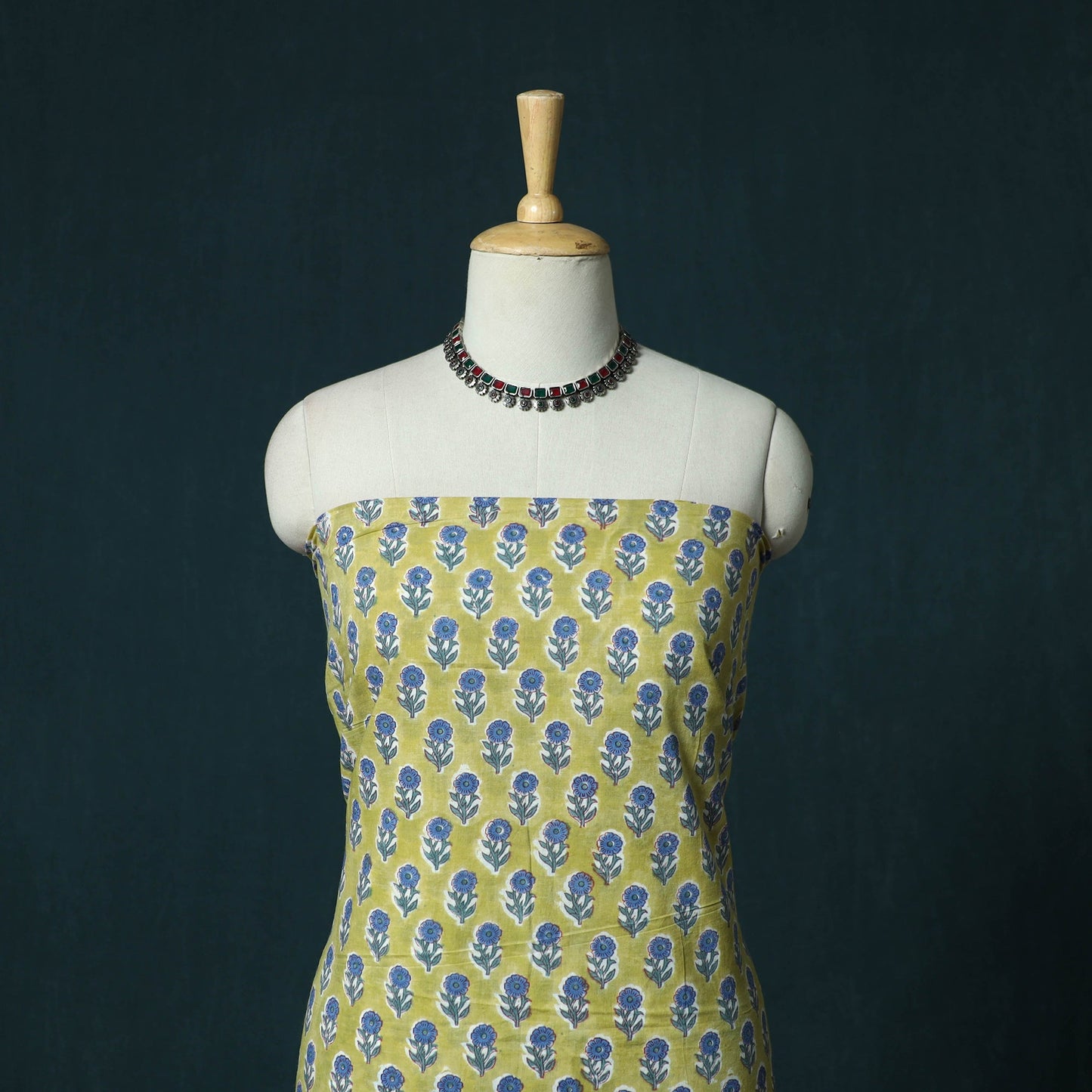 Hand block print sanganeri cotton 3pc unstitched dress