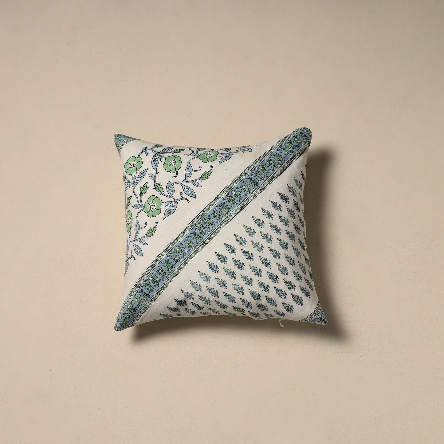 Hand sanganeri floral cushion cover 11 - handcrafted