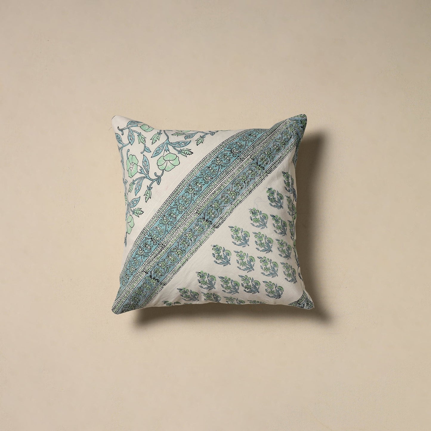 Hand sanganeri floral cushion cover 13 - handcrafted