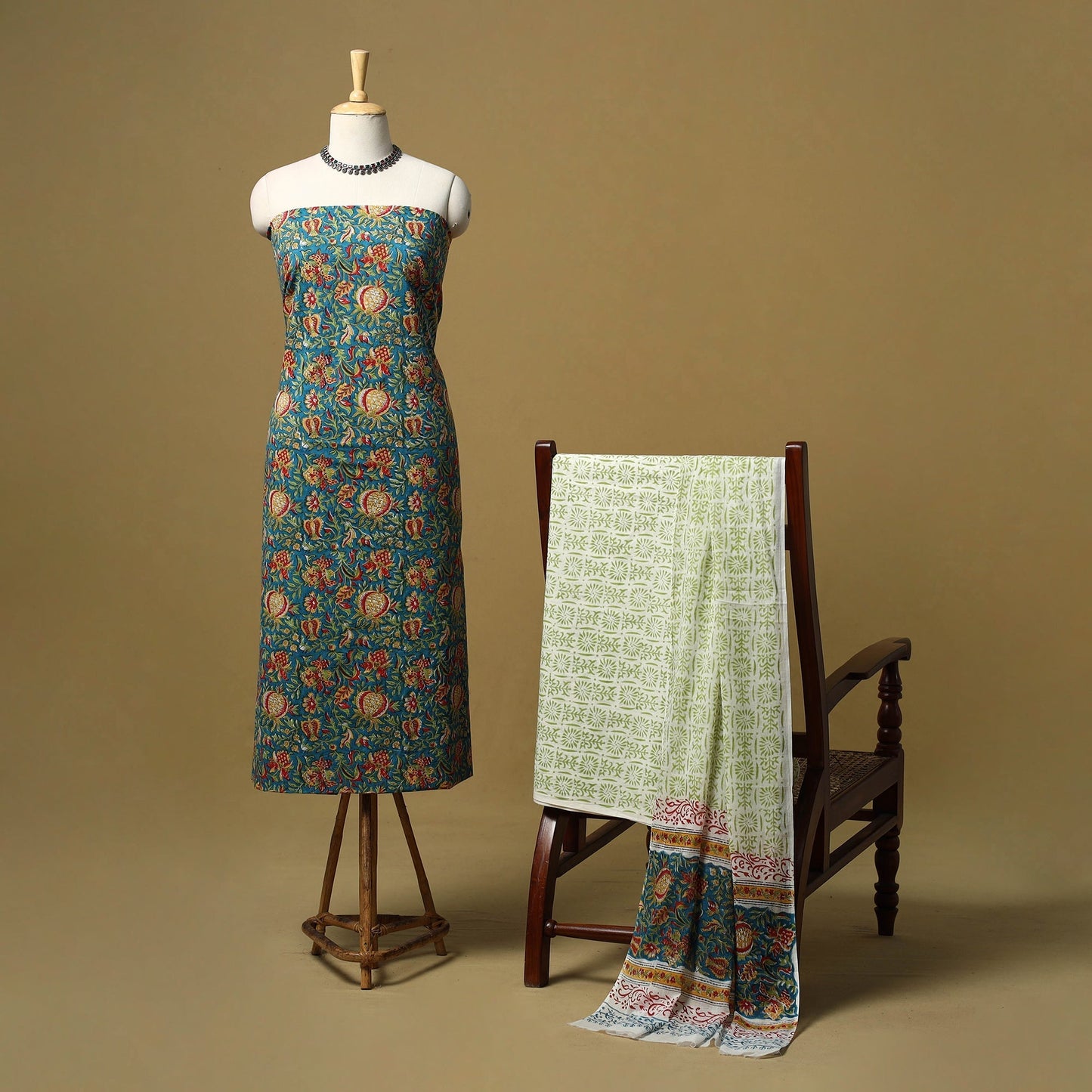 Hand sanganeri cotton 3pc unstitched dress material 02