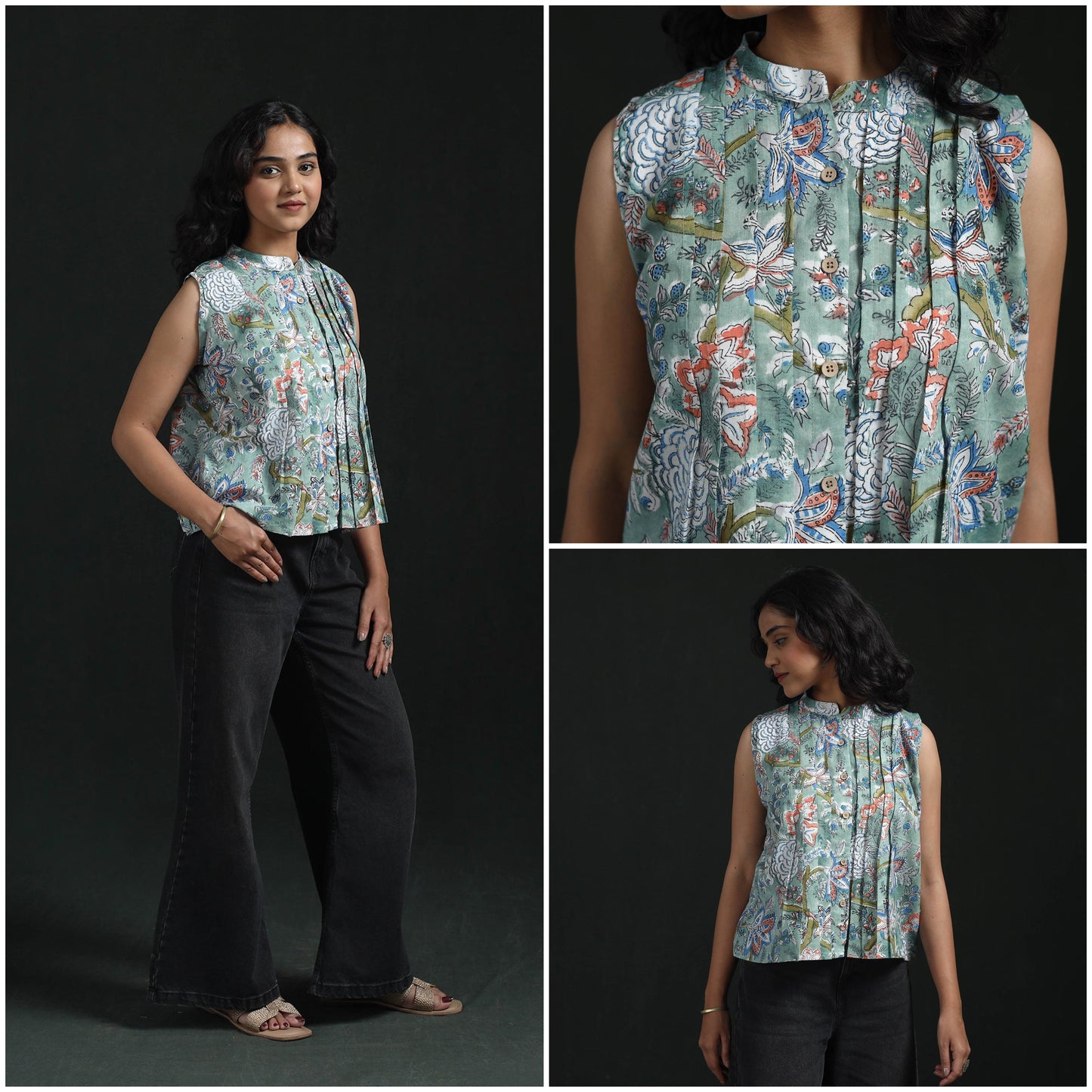 Hand block sanganeri print cotton floral crop top 11