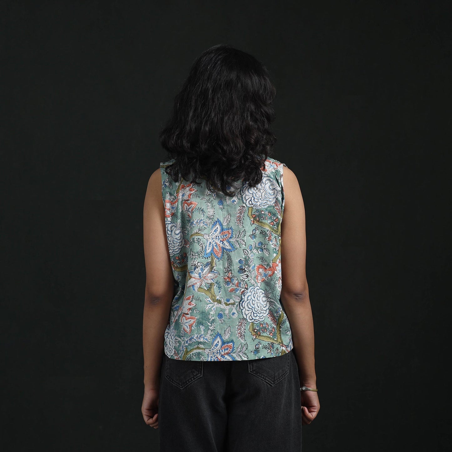 Hand block sanganeri print cotton floral crop top 11