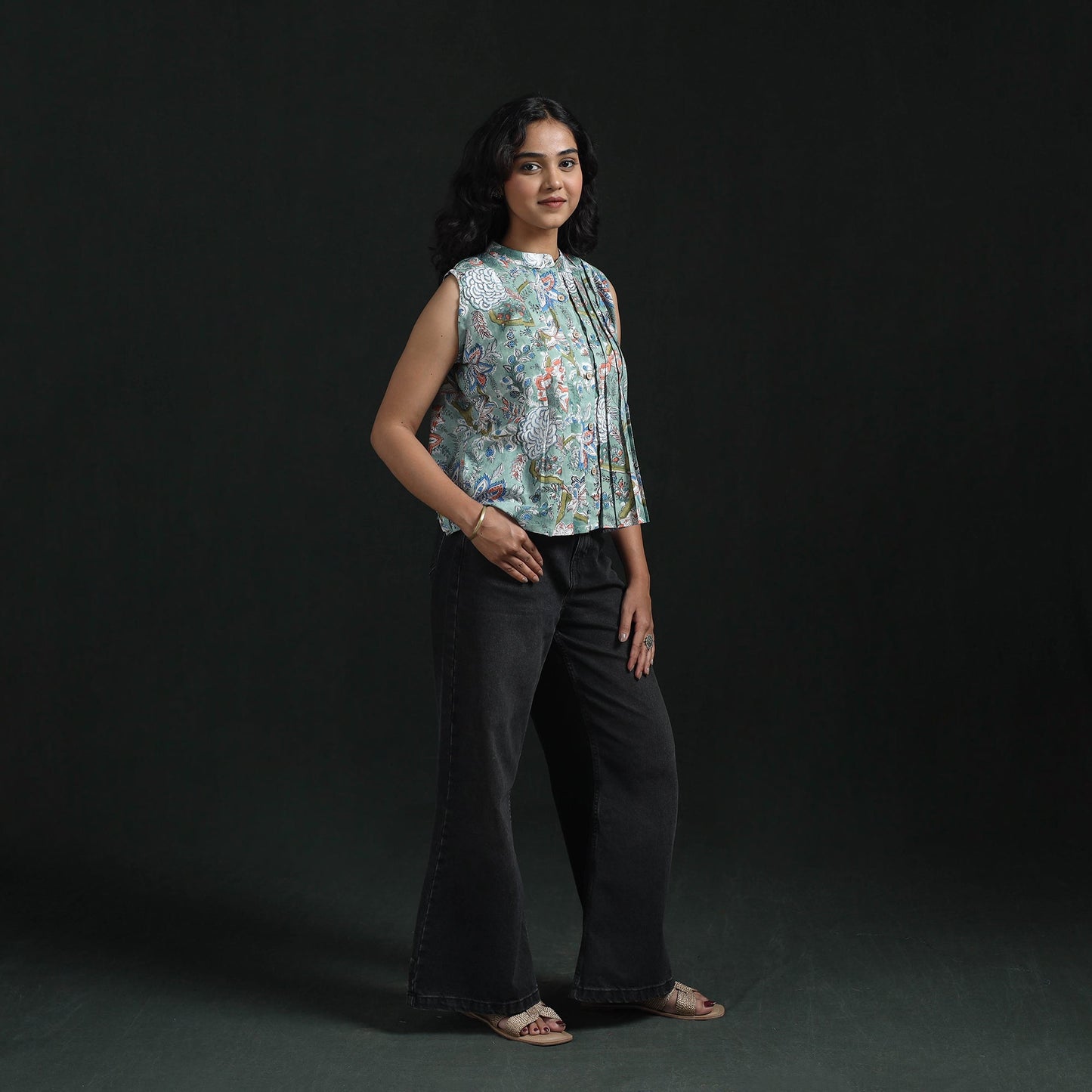 Hand block sanganeri print cotton floral crop top 11