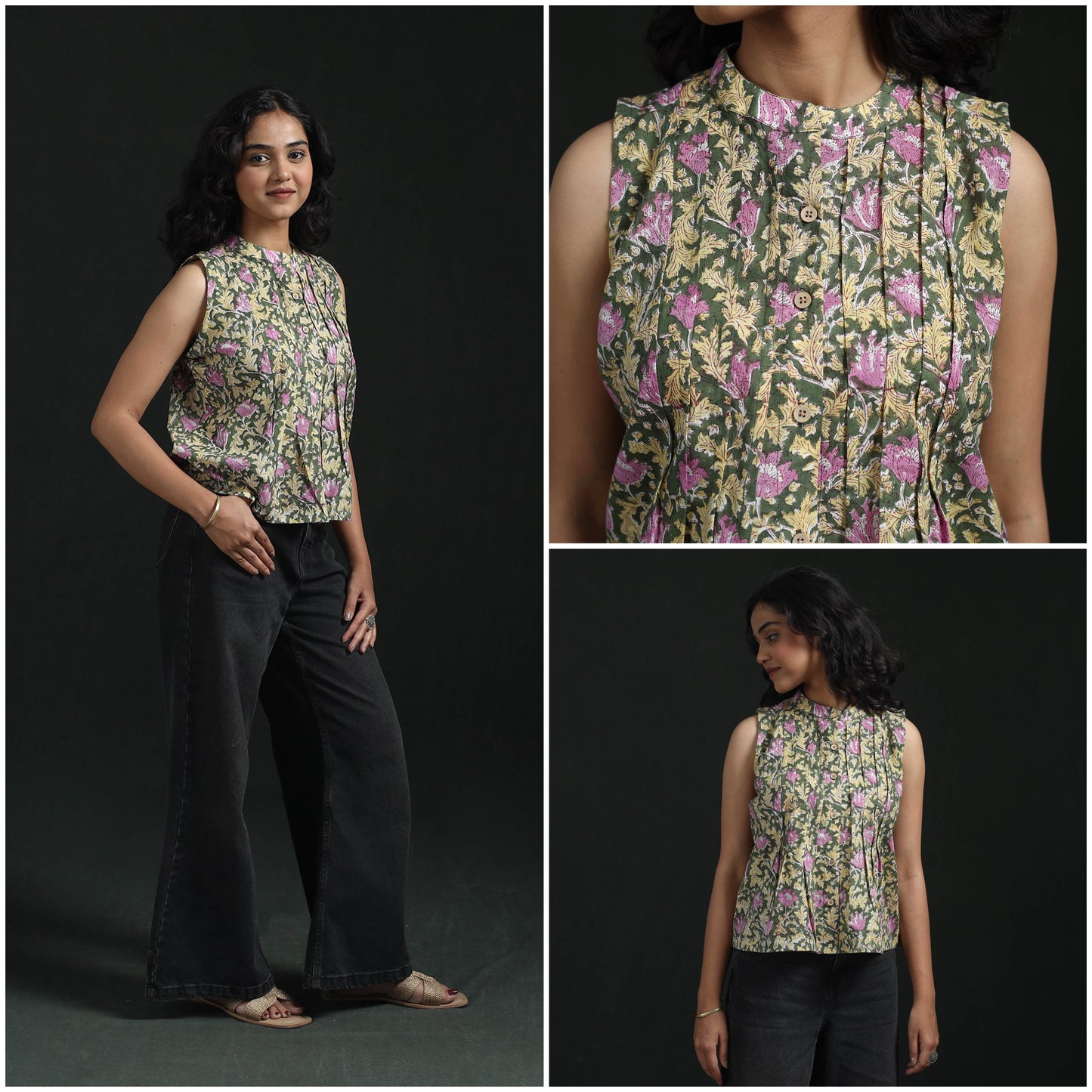 Hand block sanganeri print cotton floral crop top 17