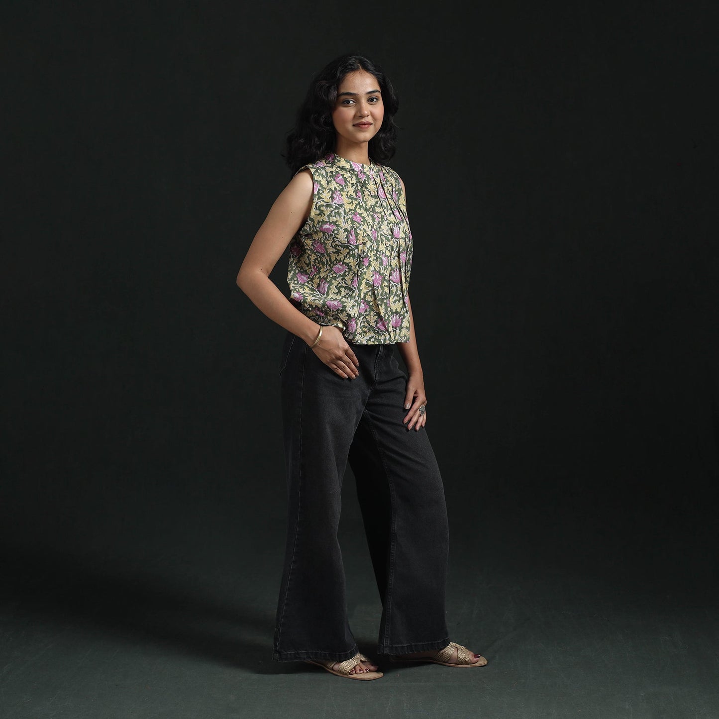 Hand block sanganeri print cotton floral crop top 17