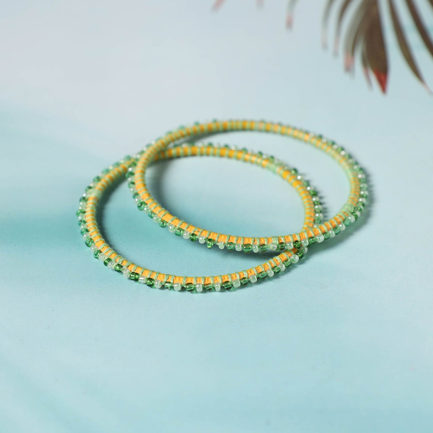 Hand Embroidered Beadwork Bangle (Set of 2)