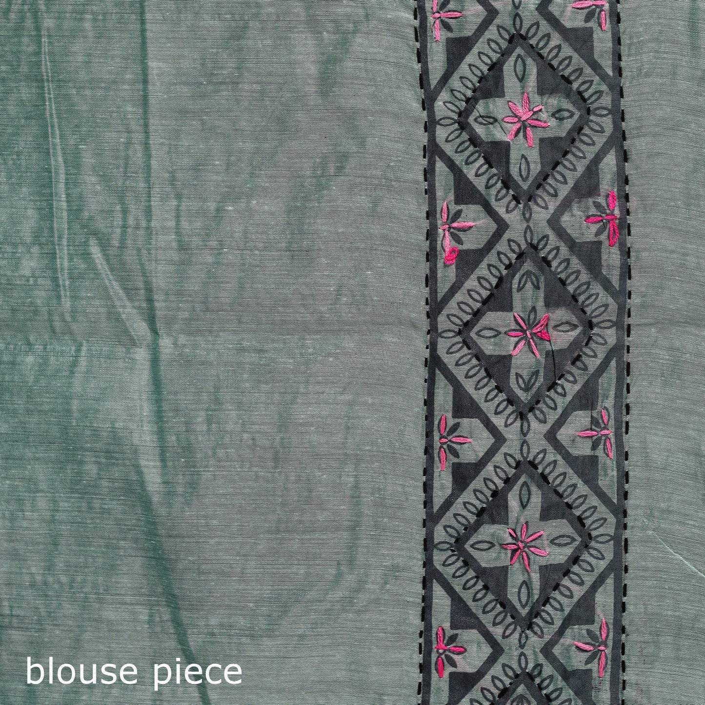 Hand embroidered chanderi silk chapa work phulkari saree 13