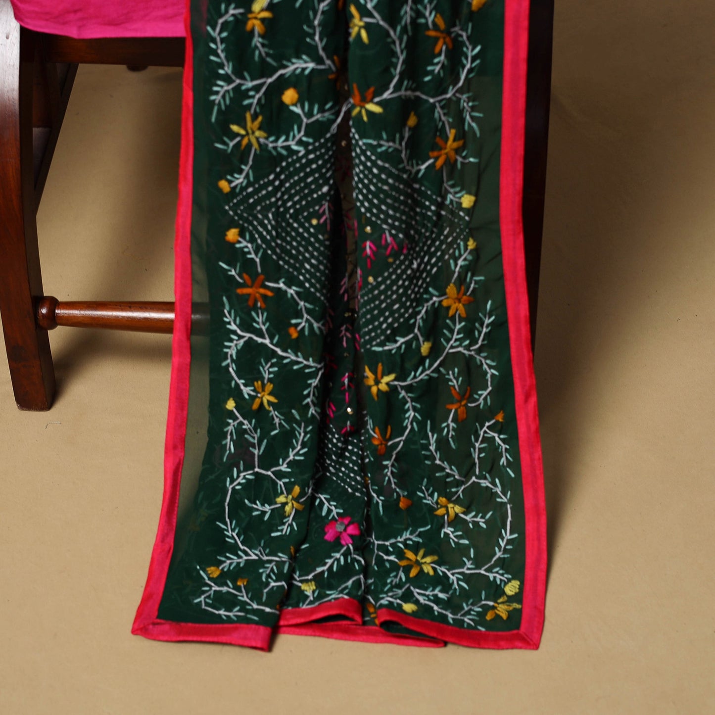 Hand embroidered georgette 3pc unstitched dress material 50