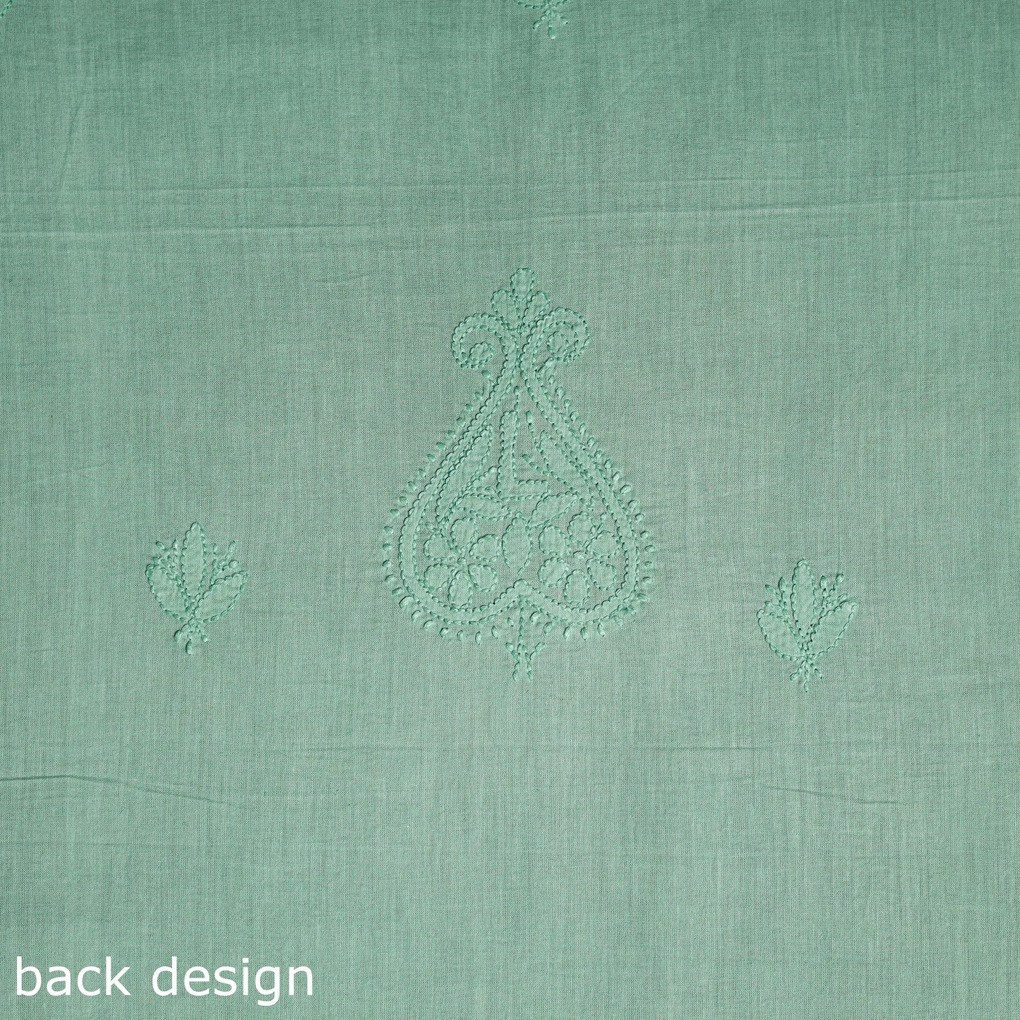 Green Hand Embroidery Mul Cotton Chikankari Kurta Material