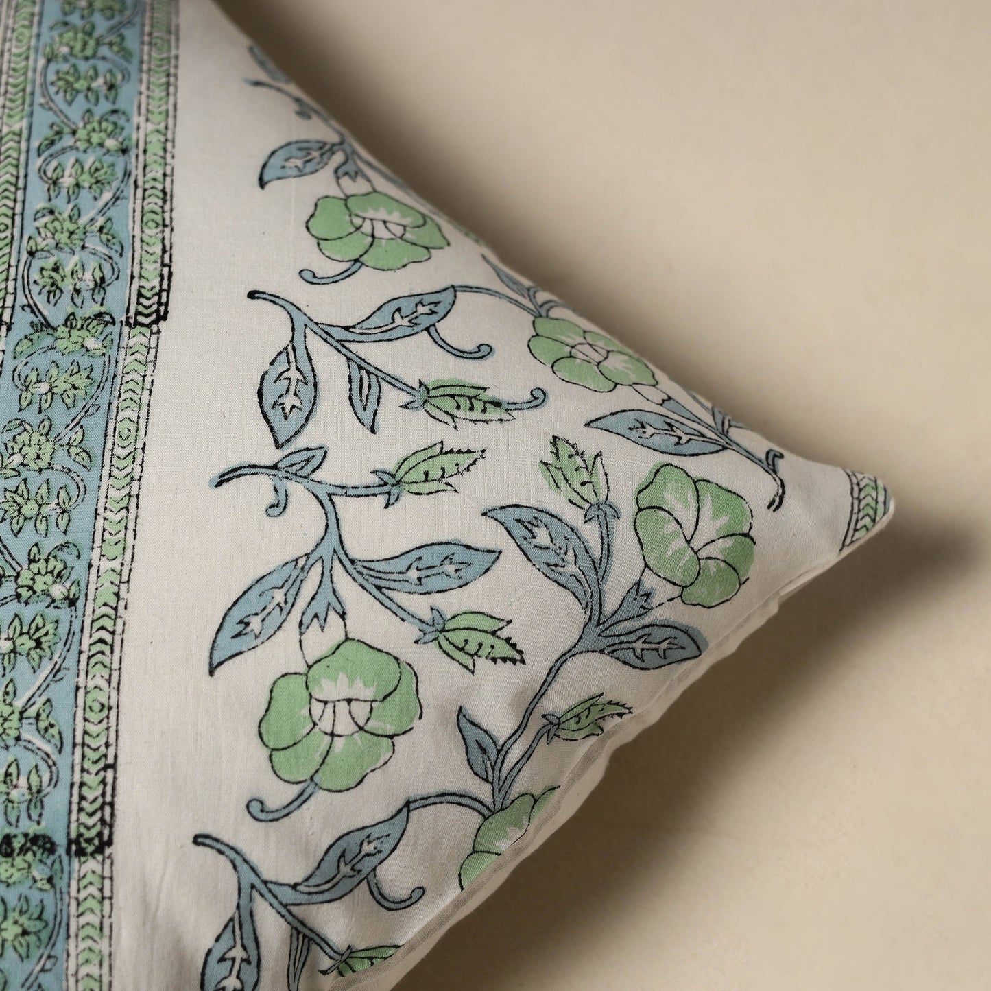 Hand sanganeri floral cushion cover 12 - handcrafted