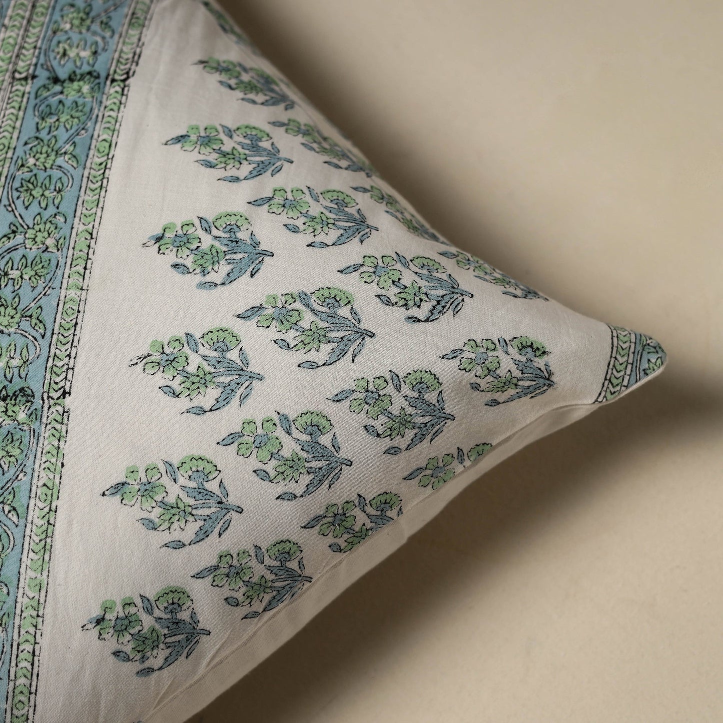 Hand sanganeri floral cushion cover 19 - handcrafted