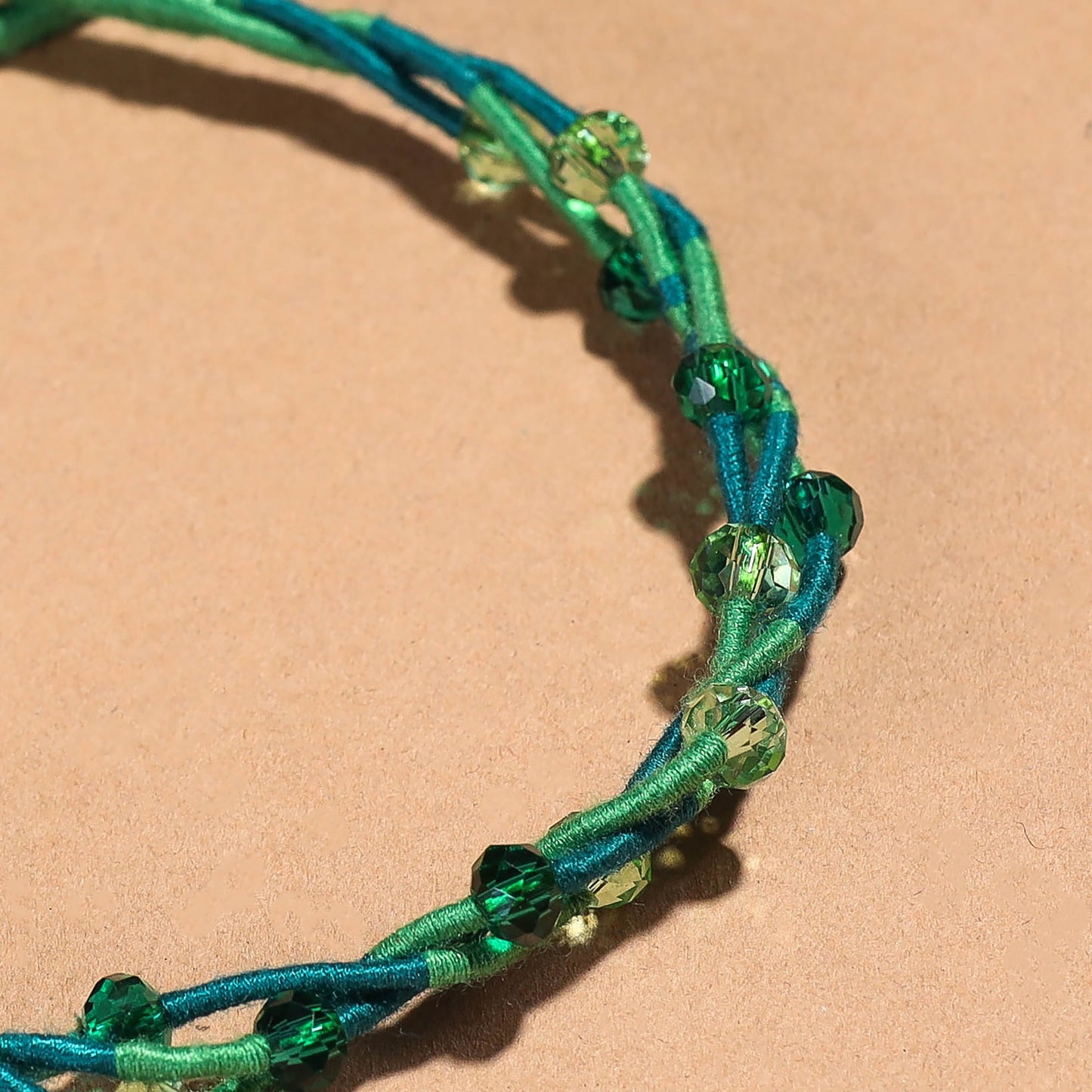 Green Handcrafted Bead & Thread Work Patwa Anklet