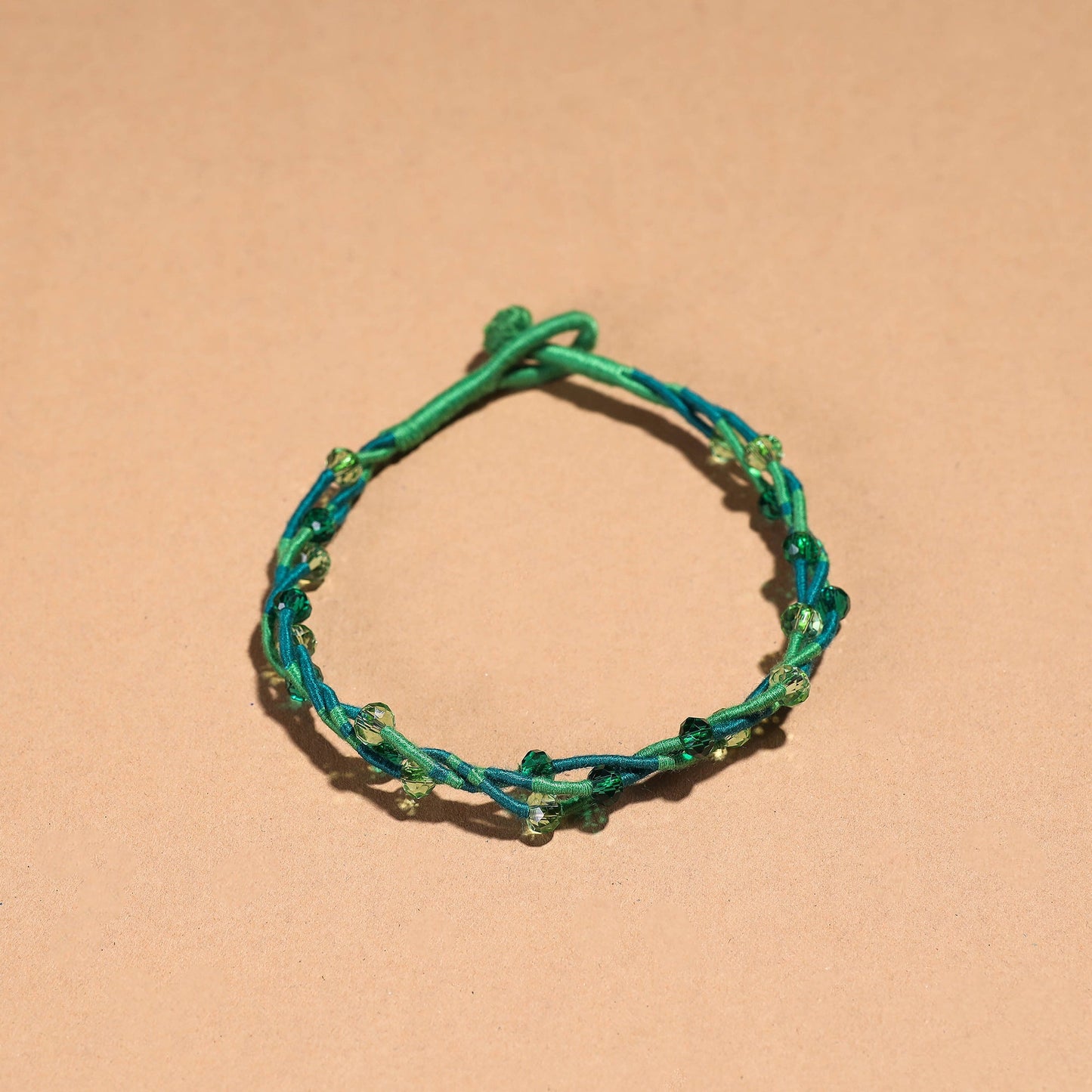 Green Handcrafted Bead & Thread Work Patwa Anklet