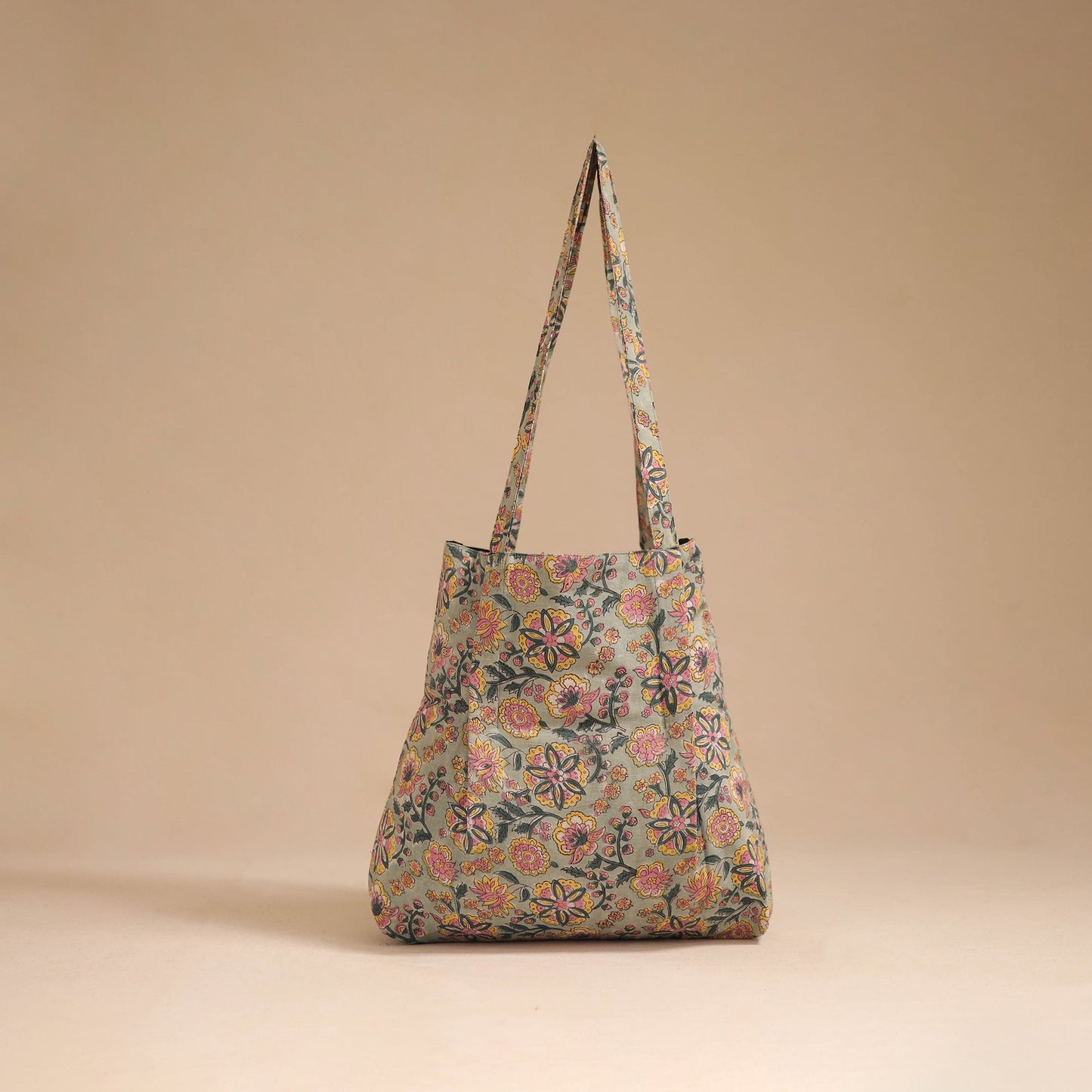 Green - handcrafted cotton jhola bag 11