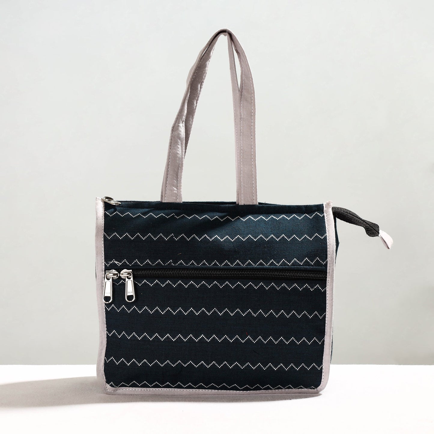 Green Handcrafted Jacquard Cotton Hand Bag