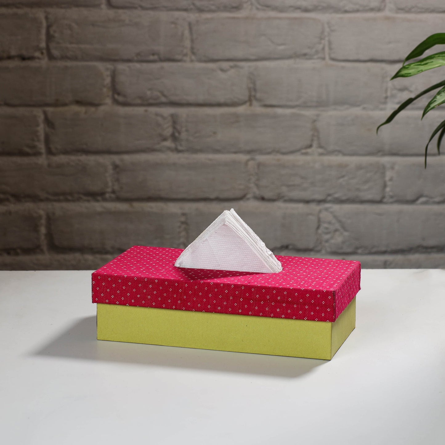 Green Handcrafted Mashru Silk Fabric Tissue Box