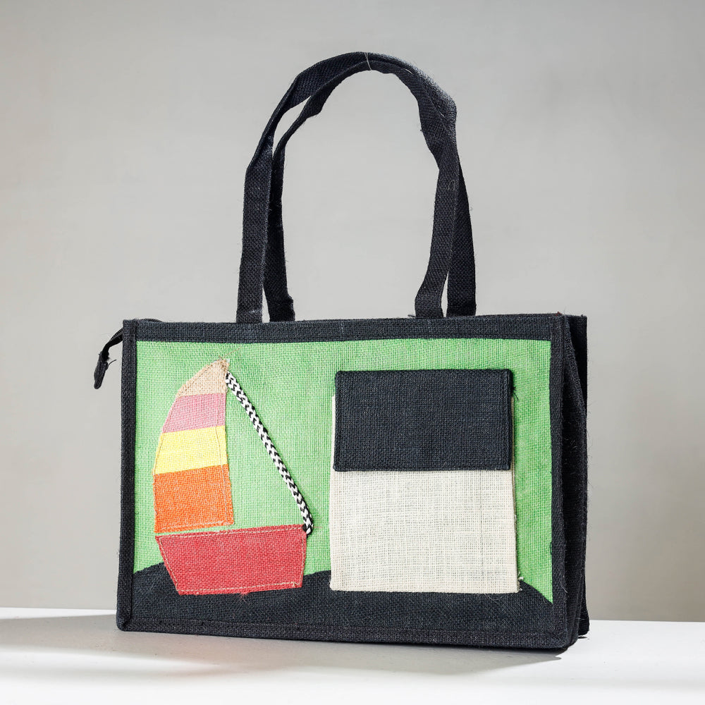 Green Handcrafted Multipurpose Jute Hand Bag