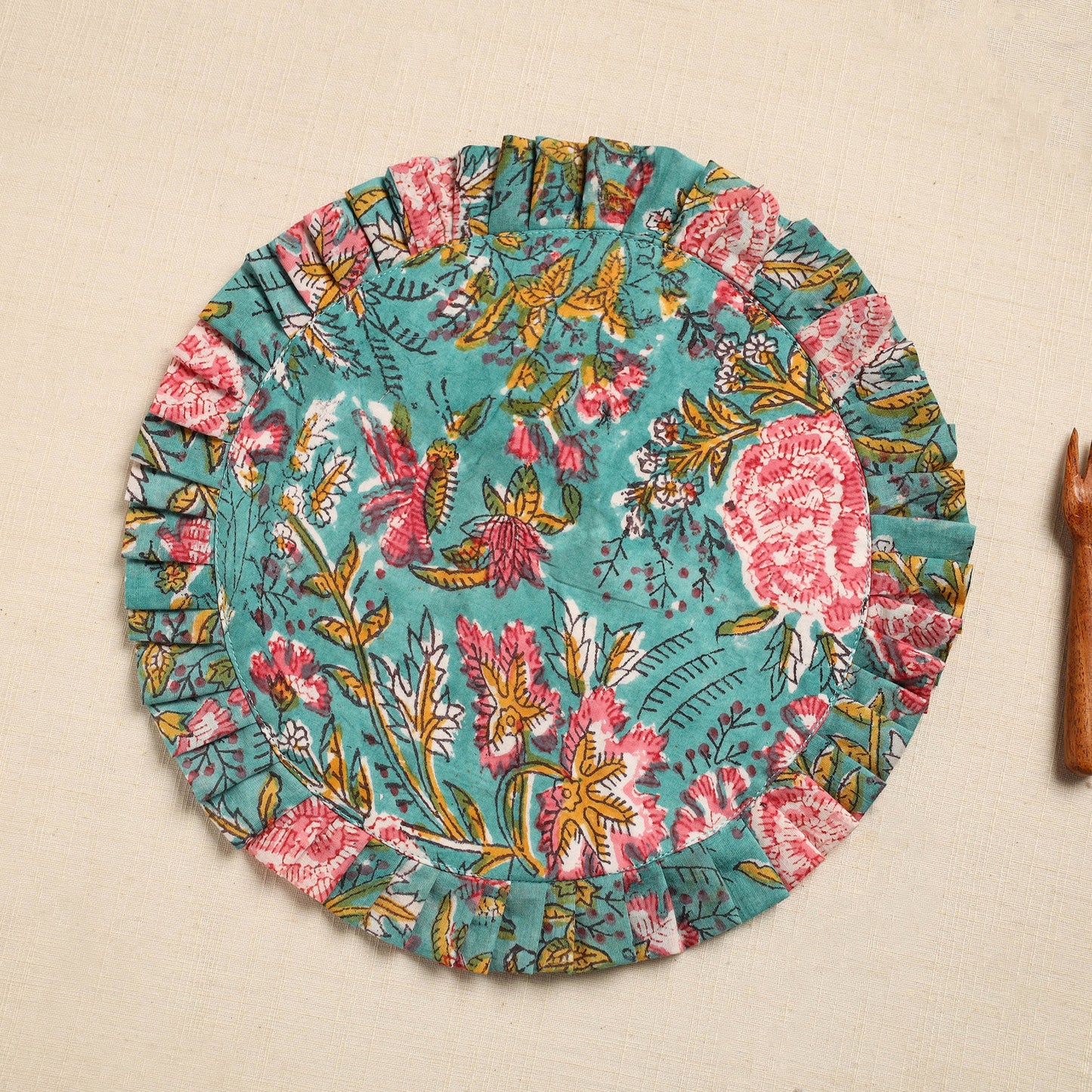 Green Handcrafted Sanganeri Cotton Pot Holder