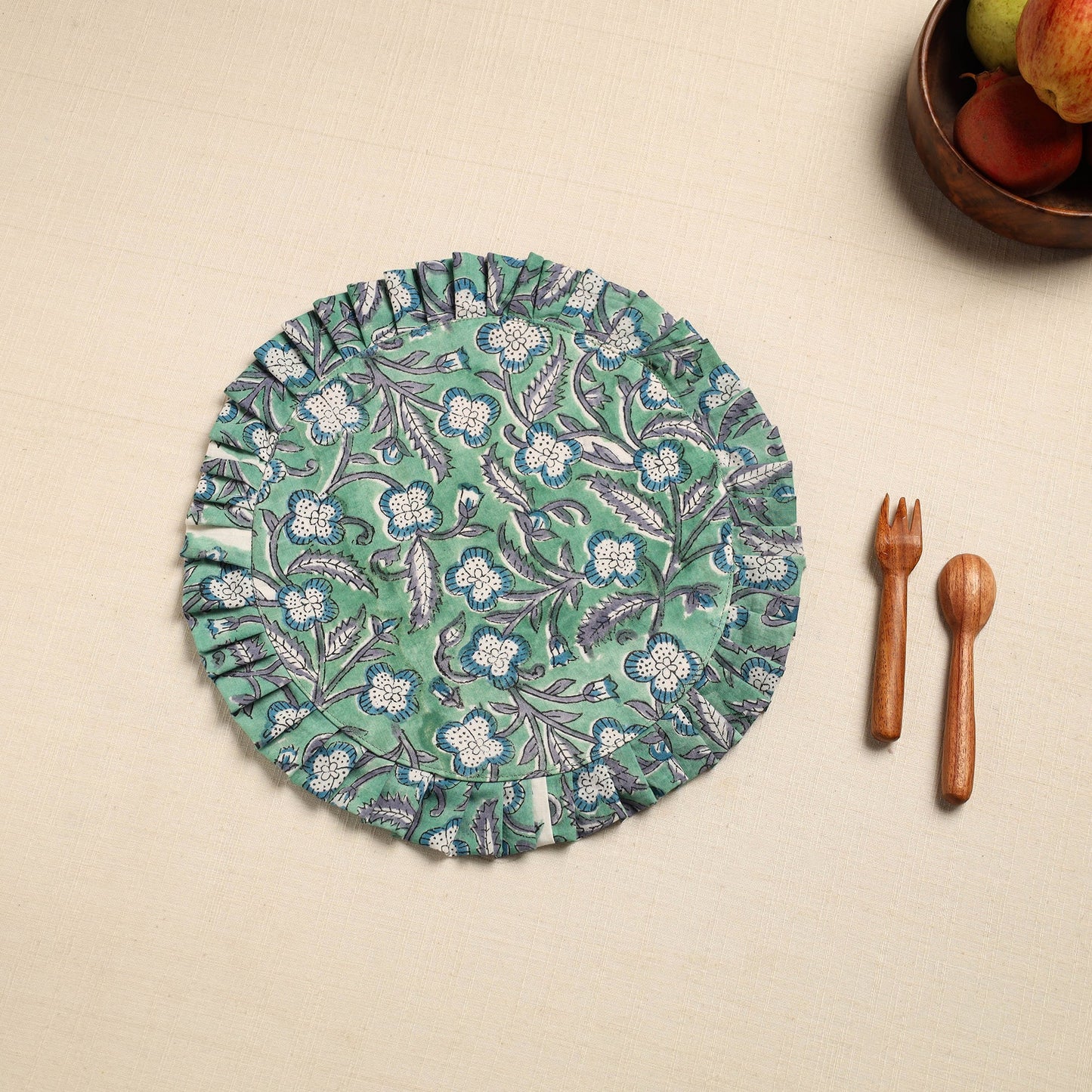Green Handcrafted Sanganeri Cotton Pot Holder