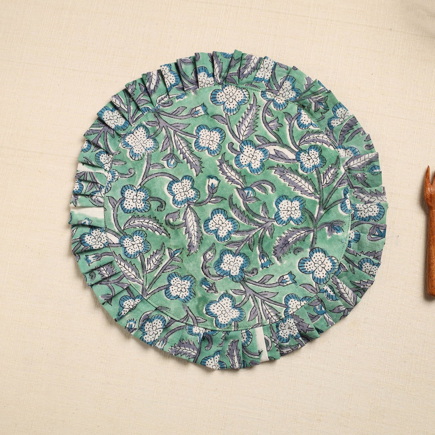 Green Handcrafted Sanganeri Cotton Pot Holder
