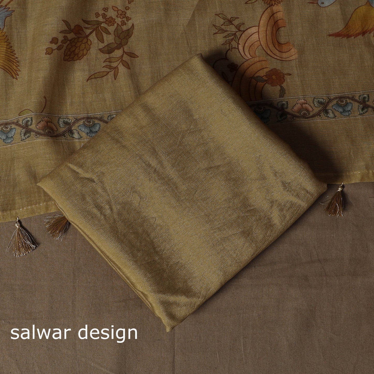 Handloom chanderi silk thread work 3pc unstitched dress