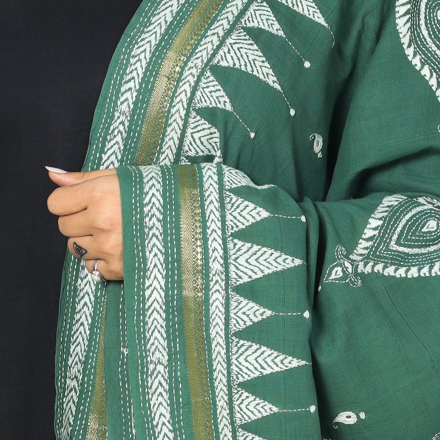 Bengal Kantha Embroidery Cotton Handloom Dupatta Online