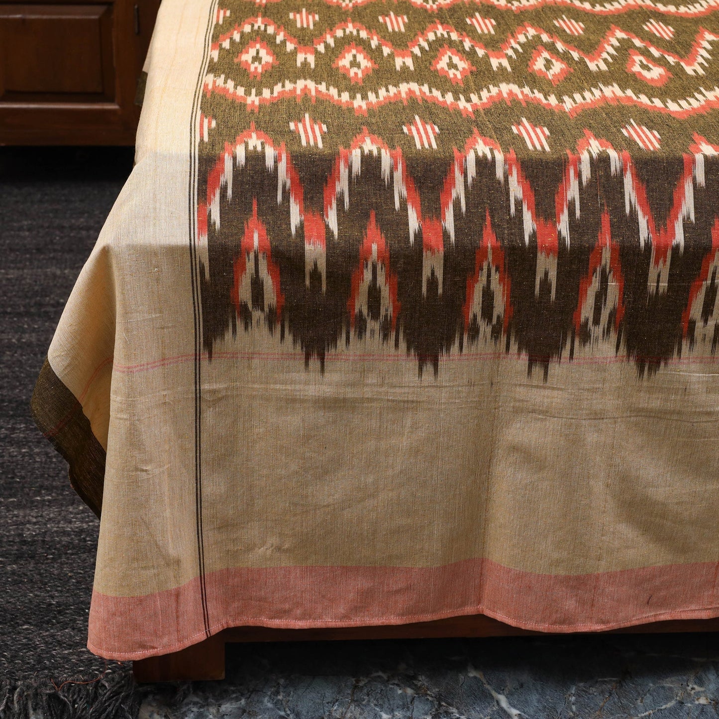 Handloom cotton double pochampally ikat bed sheet set (108