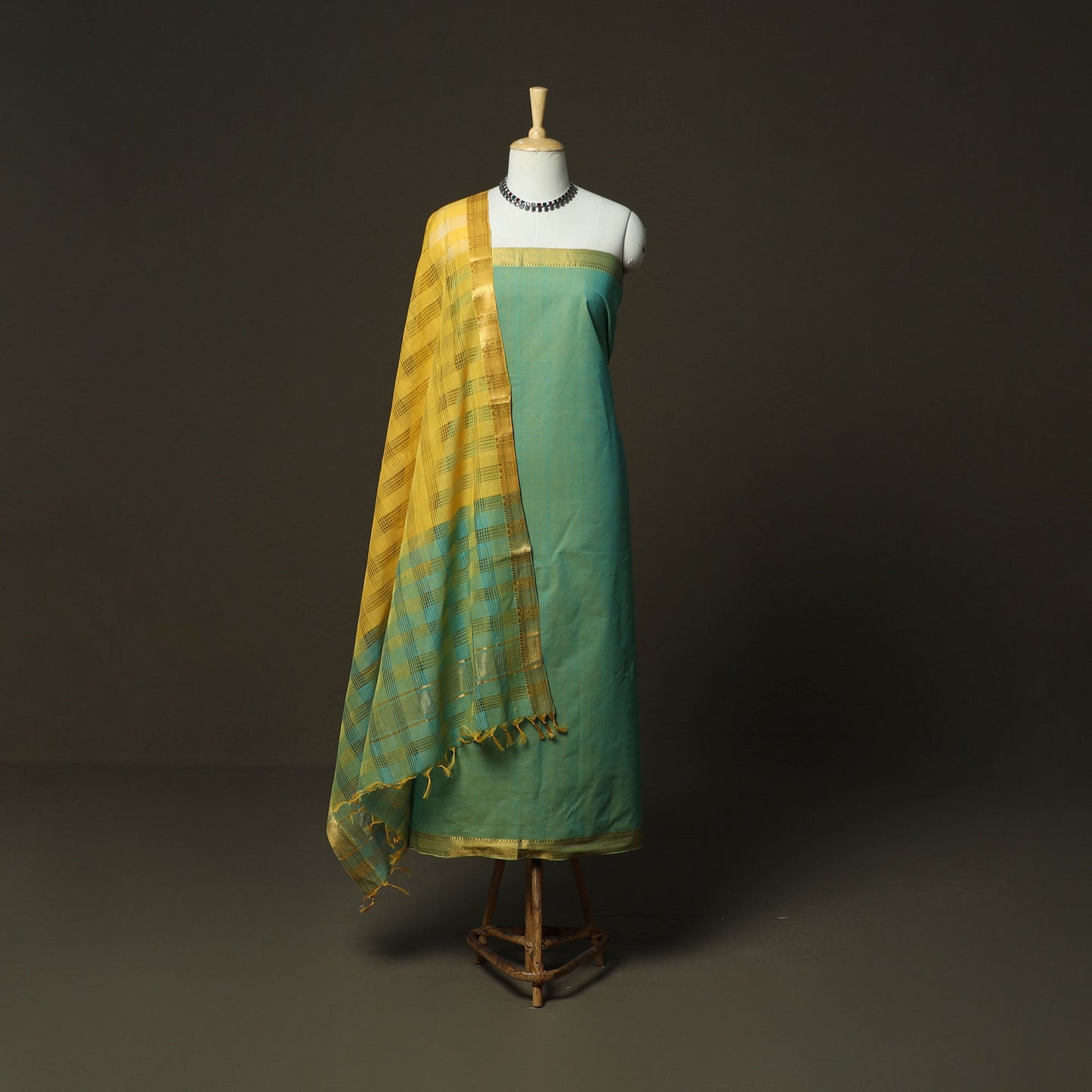Handloom cotton mangalagiri 3pc unstitched dress material