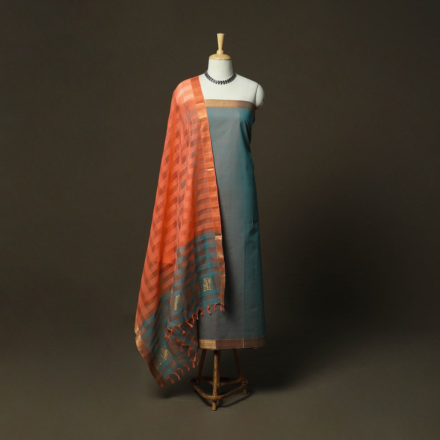 Handloom cotton mangalagiri 3pc unstitched dress material