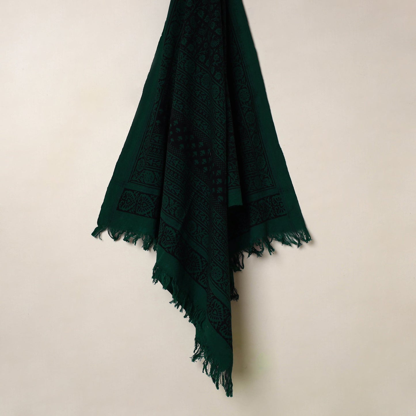 Green Handloom Cotton Bagh Print Towel