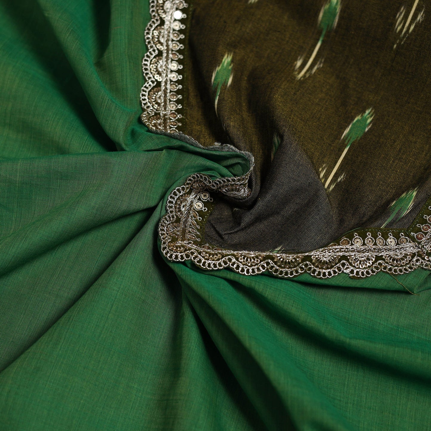 Handloom mangalagiri patchwork cotton unstitched kurta