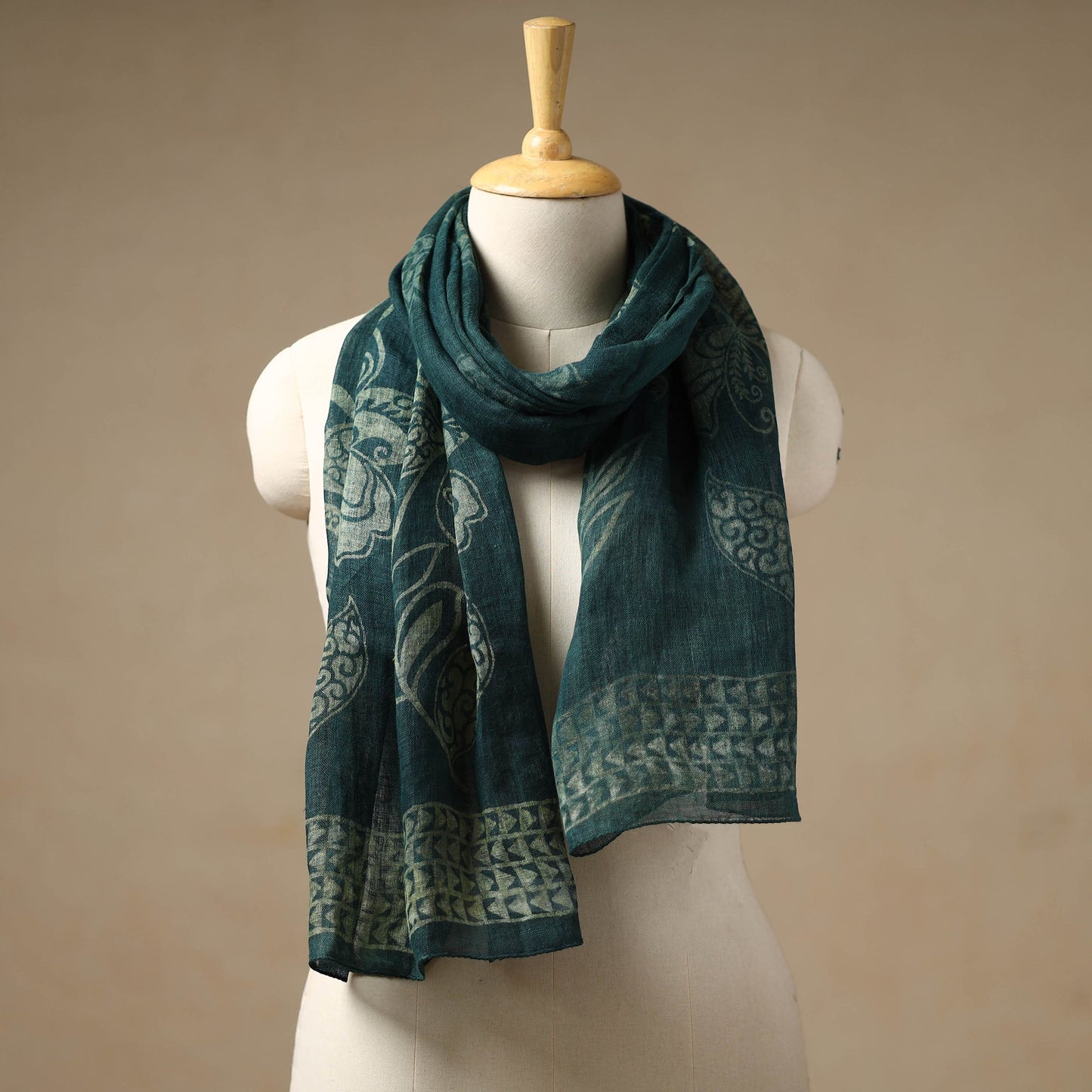 Buy Handloom Block Print Natural Dyed Linen Bindaas Stole