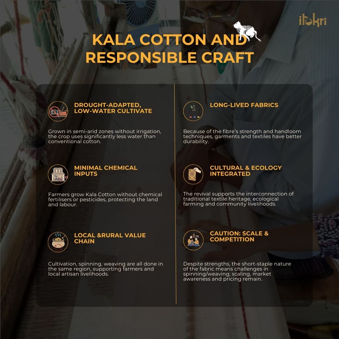 Green - handloom organic kala cotton fabric 09 - handcrafted