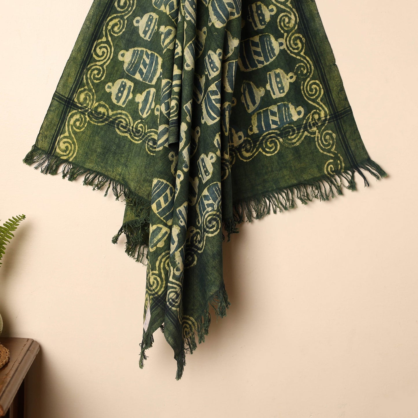 Green - Handloom Block Printed Cotton Bindaas Towel 38