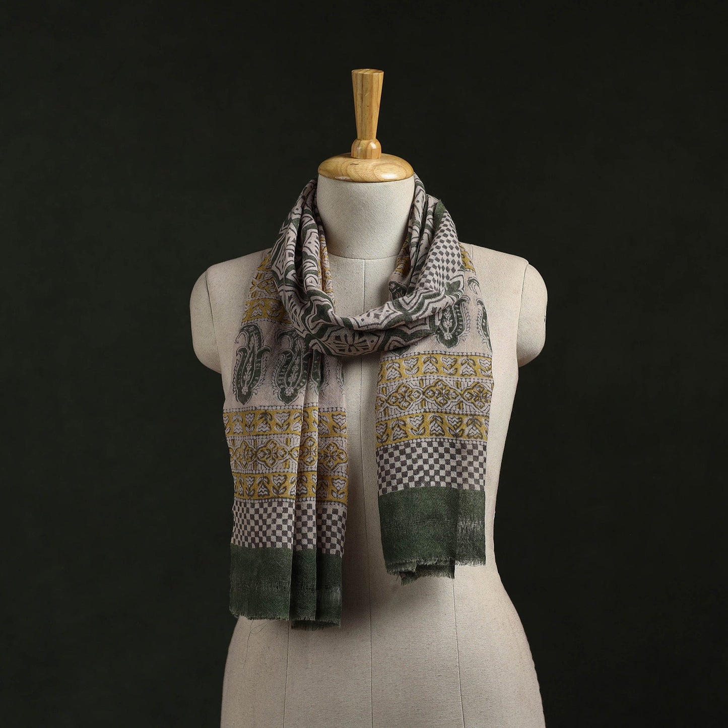 Handloom pure wool natural dyed hand block print bagru