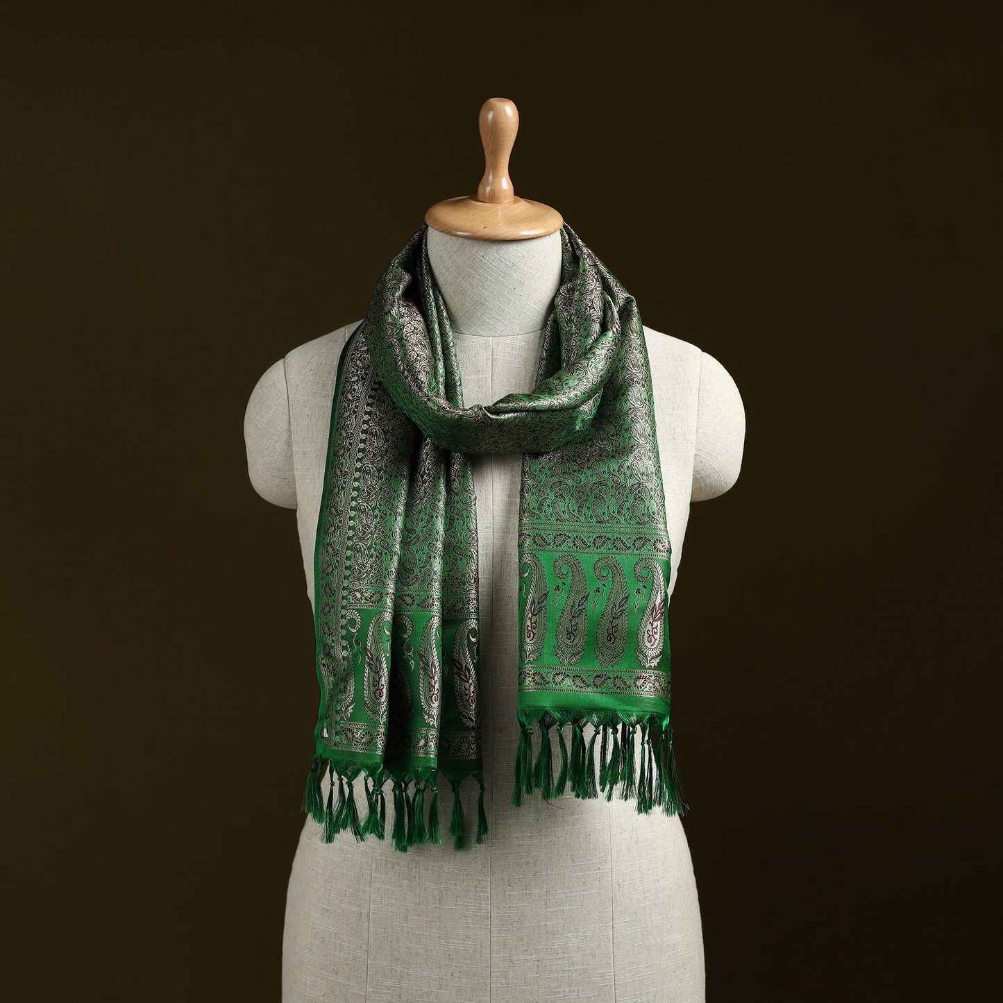 Handloom semi silk jacquard weave banarasi stole