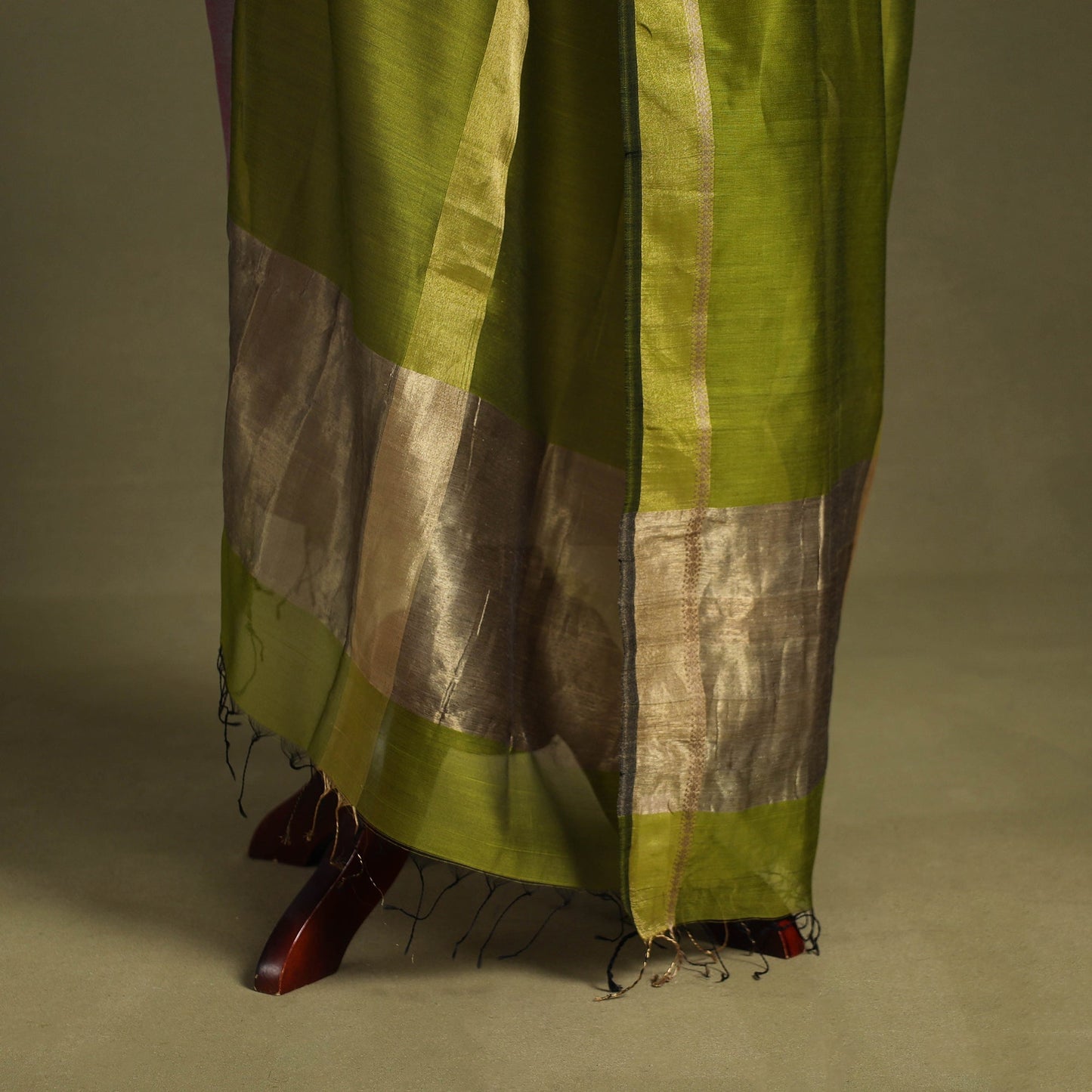 Green - handloom silk cotton maheshwari dupatta 39