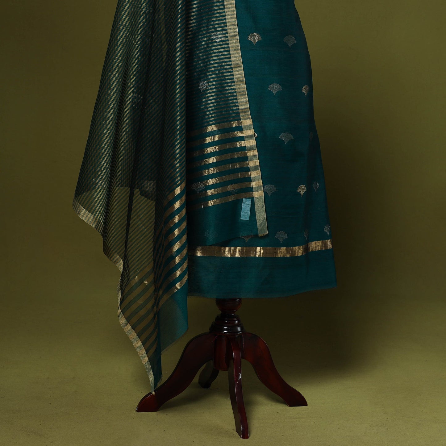 Handloom zari buti chanderi silk 2pc unstitched dress