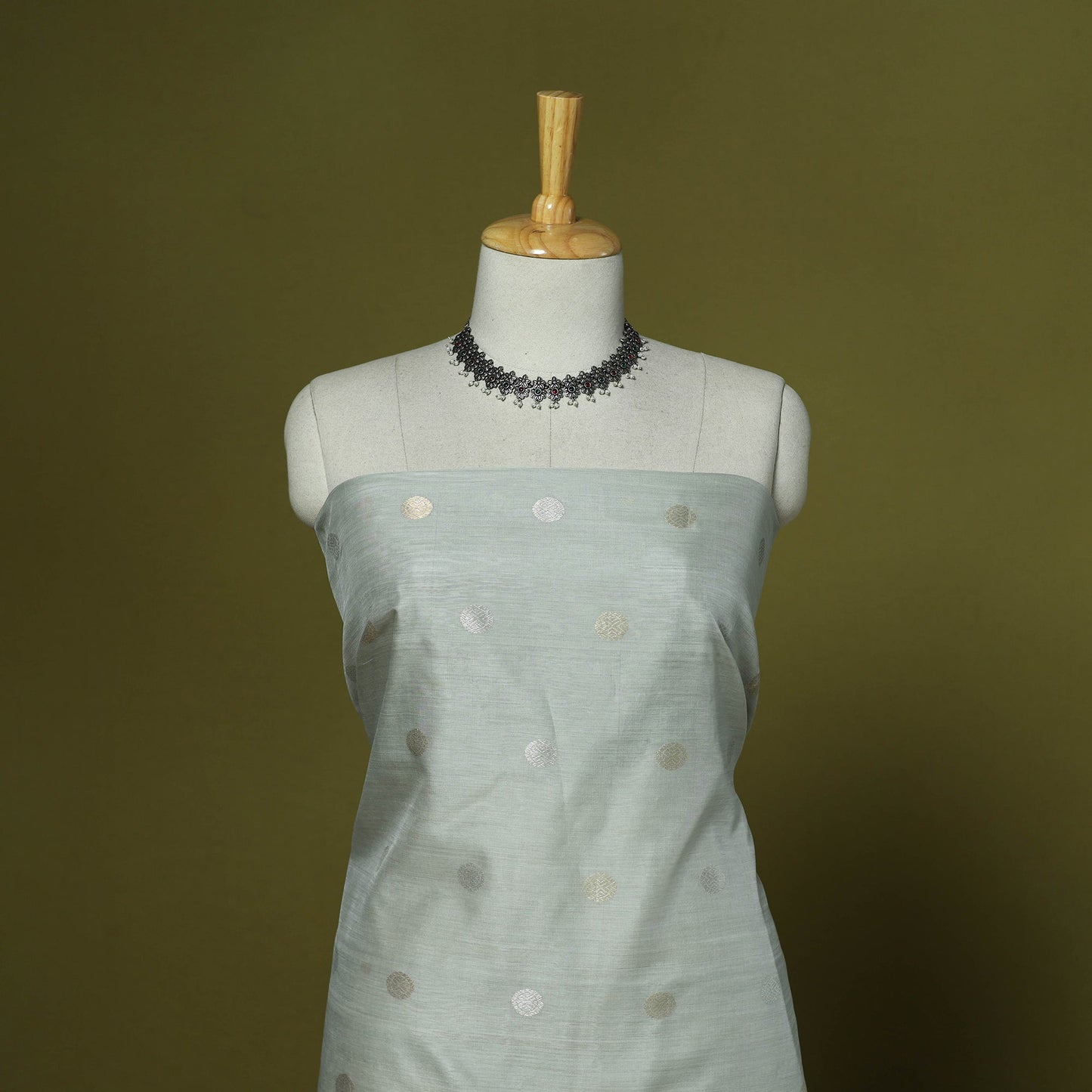 Handloom zari buti chanderi silk 2pc unstitched dress