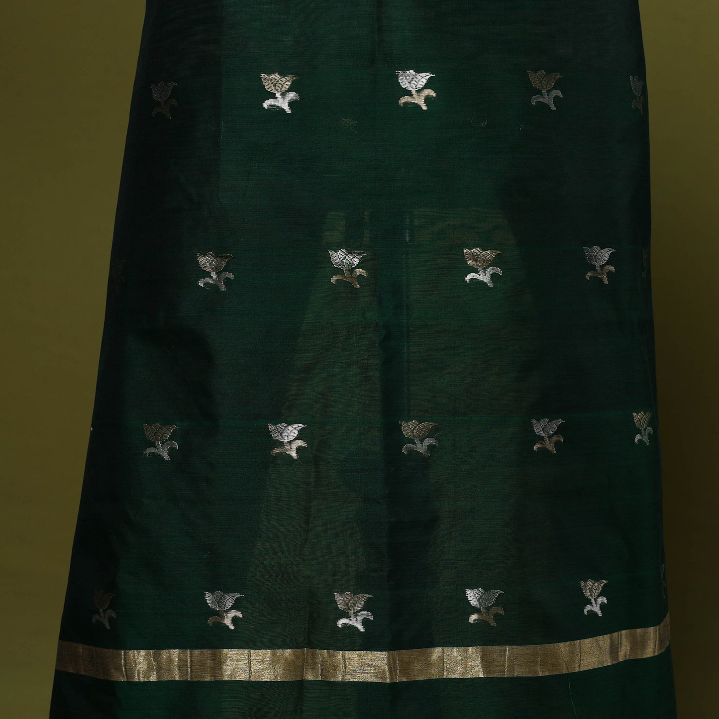 Handloom zari buti chanderi silk 2pc unstitched dress