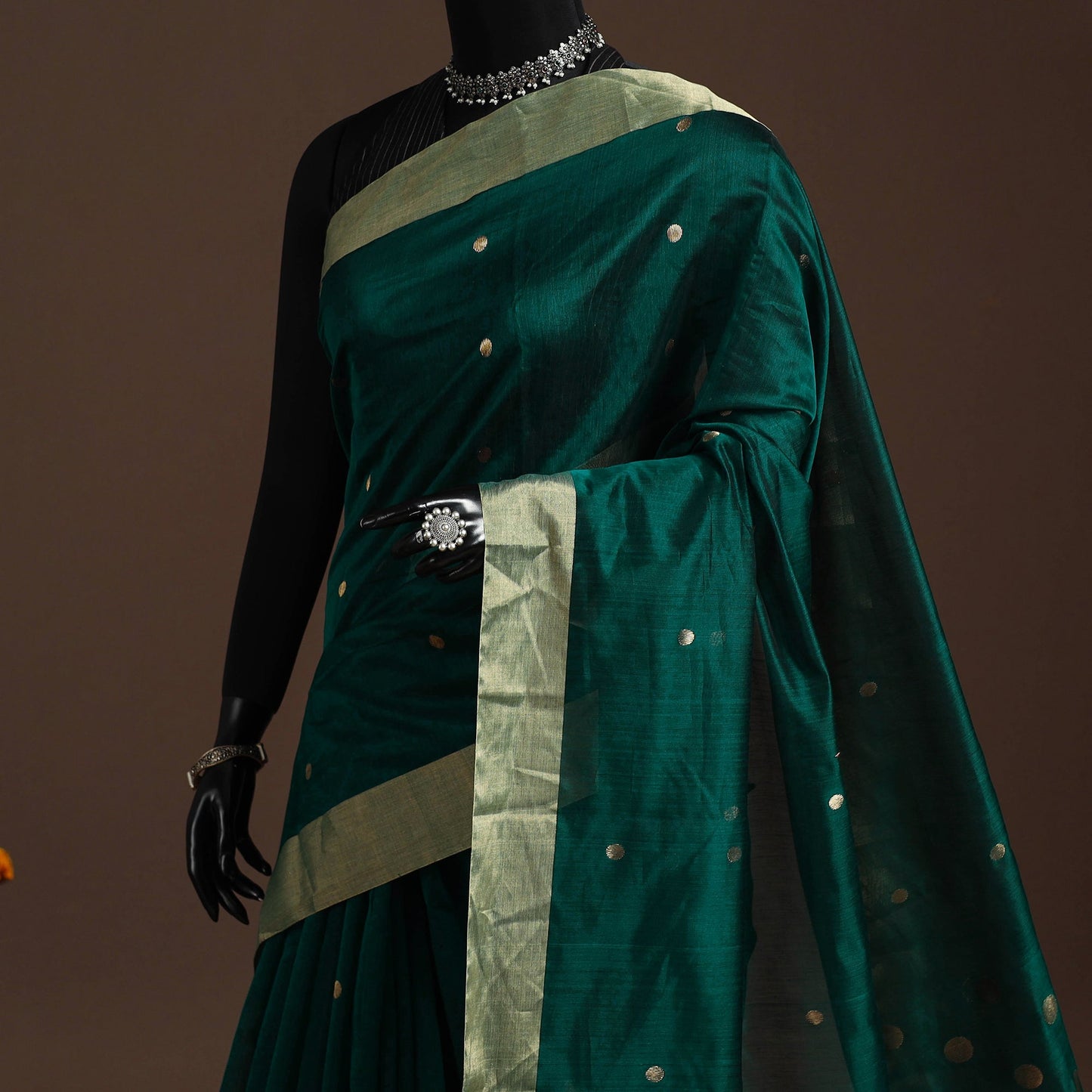 Handloom zari work chanderi silk saree 12 - handcrafted