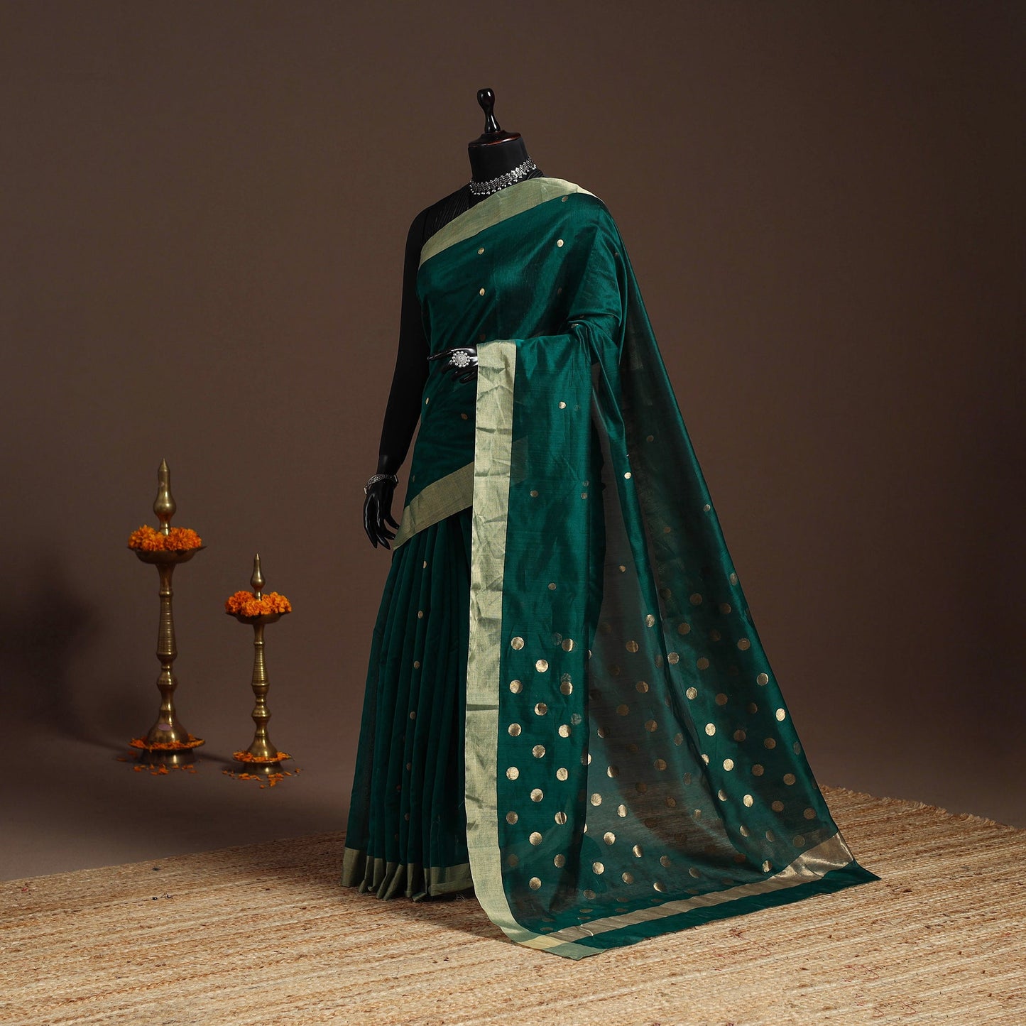 Handloom zari work chanderi silk saree 12 - handcrafted