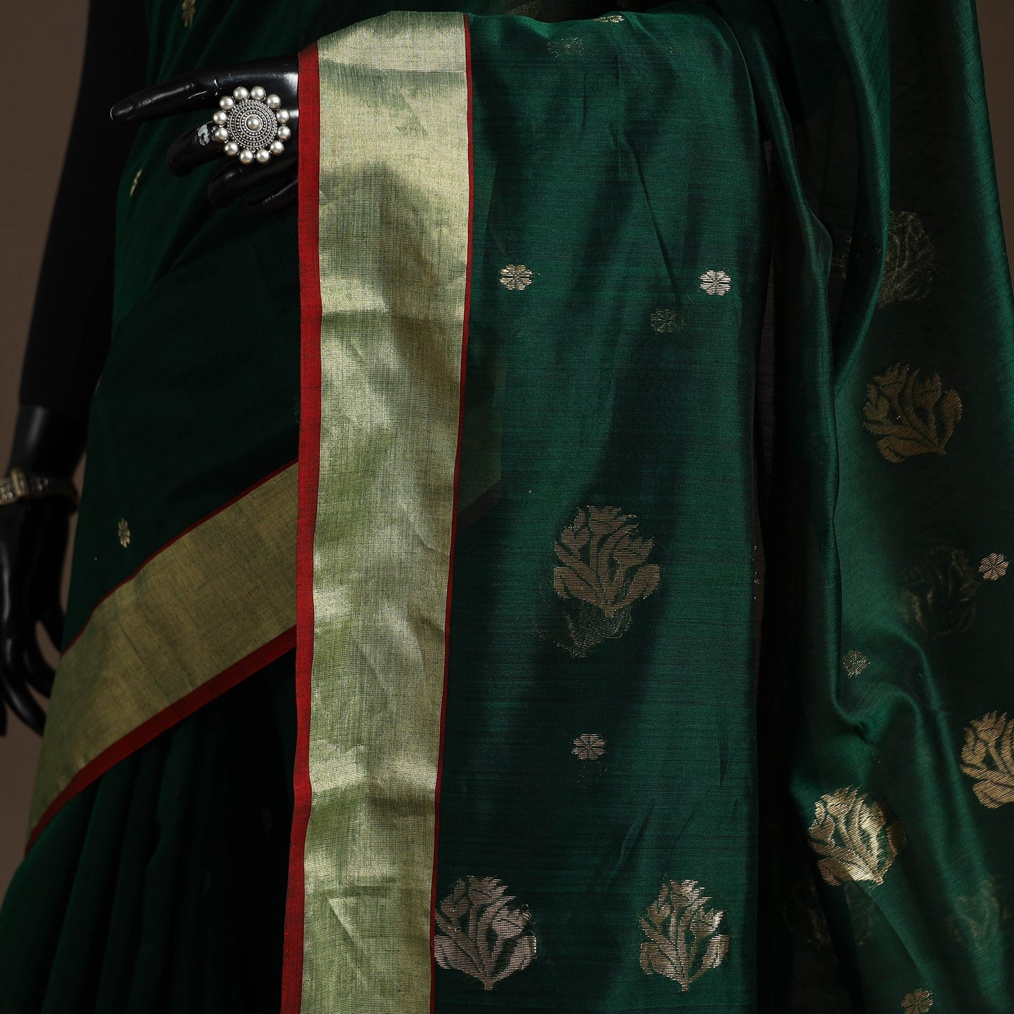 Handloom zari work chanderi silk saree 15 - handcrafted