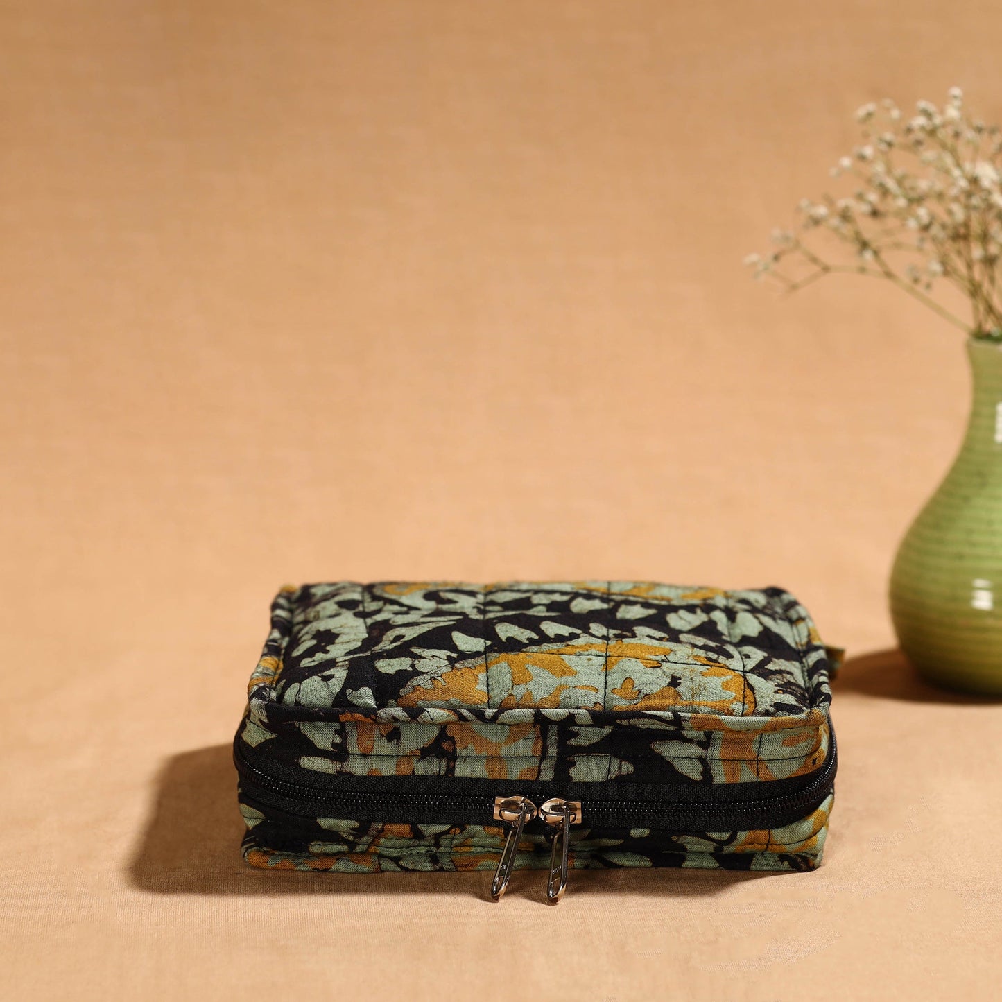 Green Multipurpose Jewellery Bag with 4 Storage Pockets