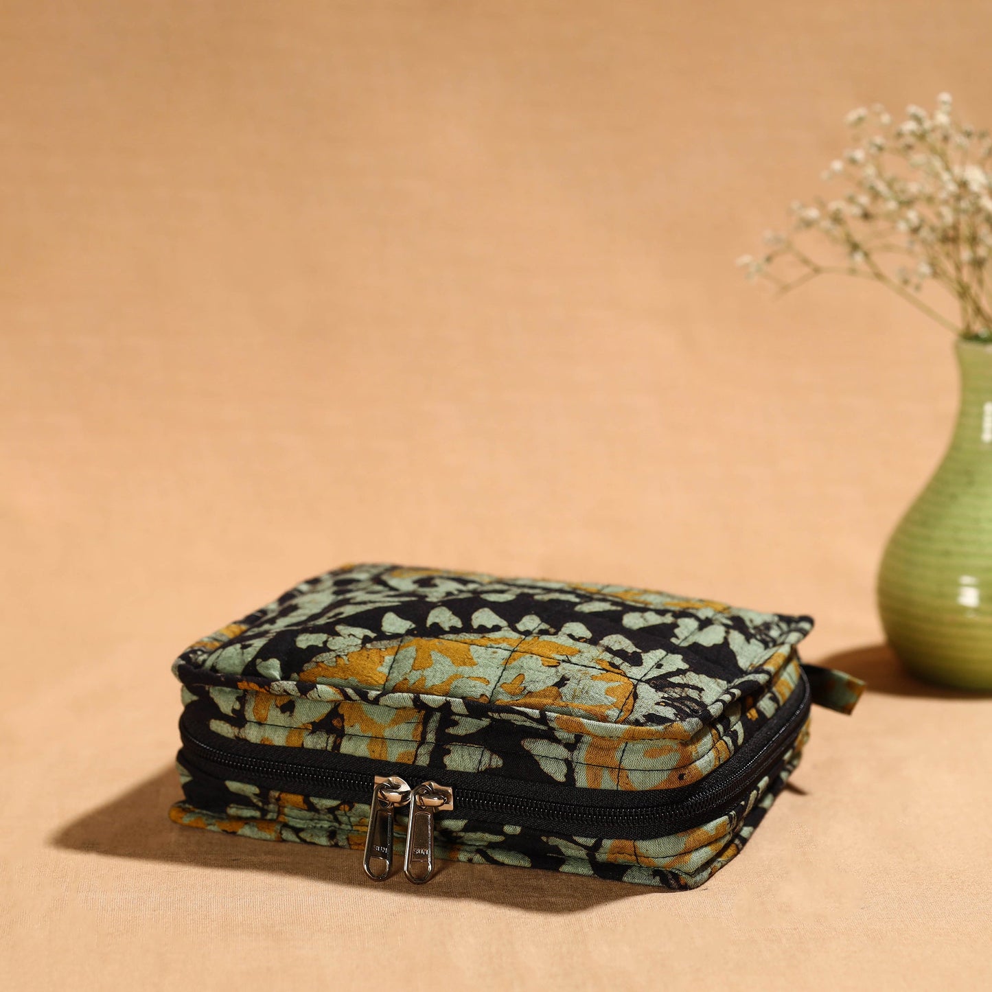 Green Multipurpose Jewellery Bag with 4 Storage Pockets