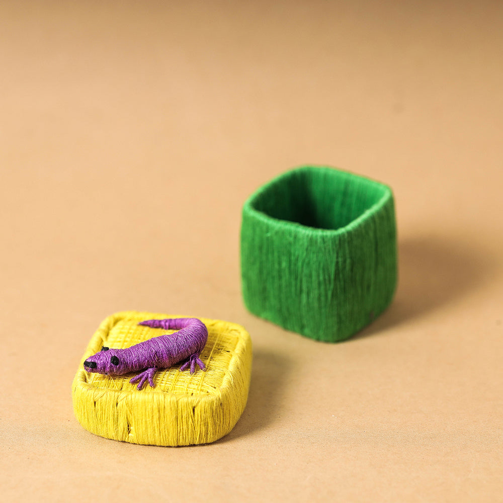 Green Handmade Coir Jewelry Box - Lizard