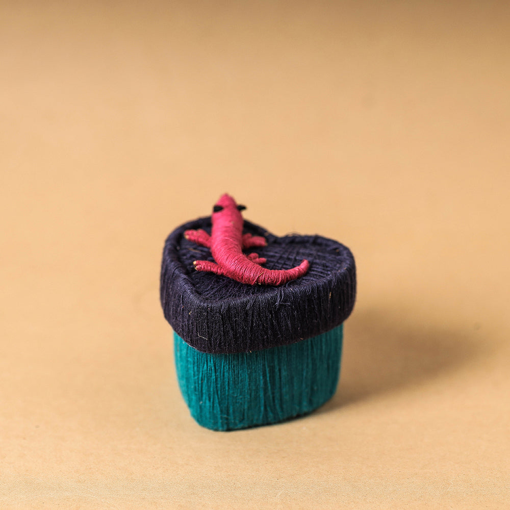 Green Handmade Coir Jewelry Box - Lizard