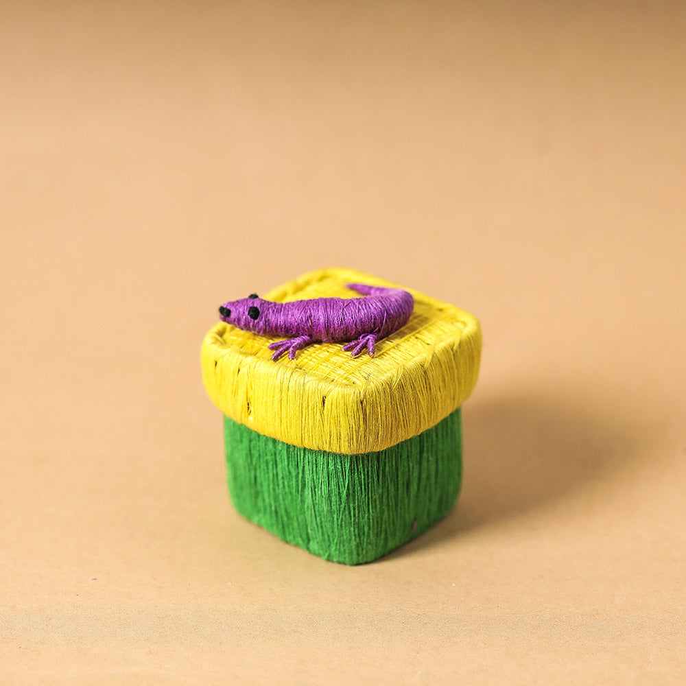 Green Handmade Coir Jewelry Box - Lizard