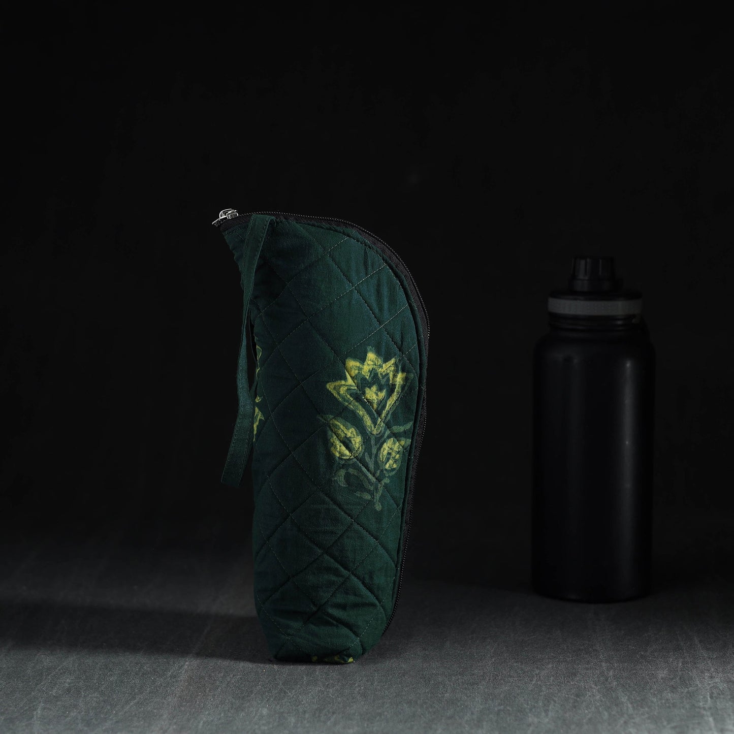 Green Handmade Cotton 1L Water Bottle Cover