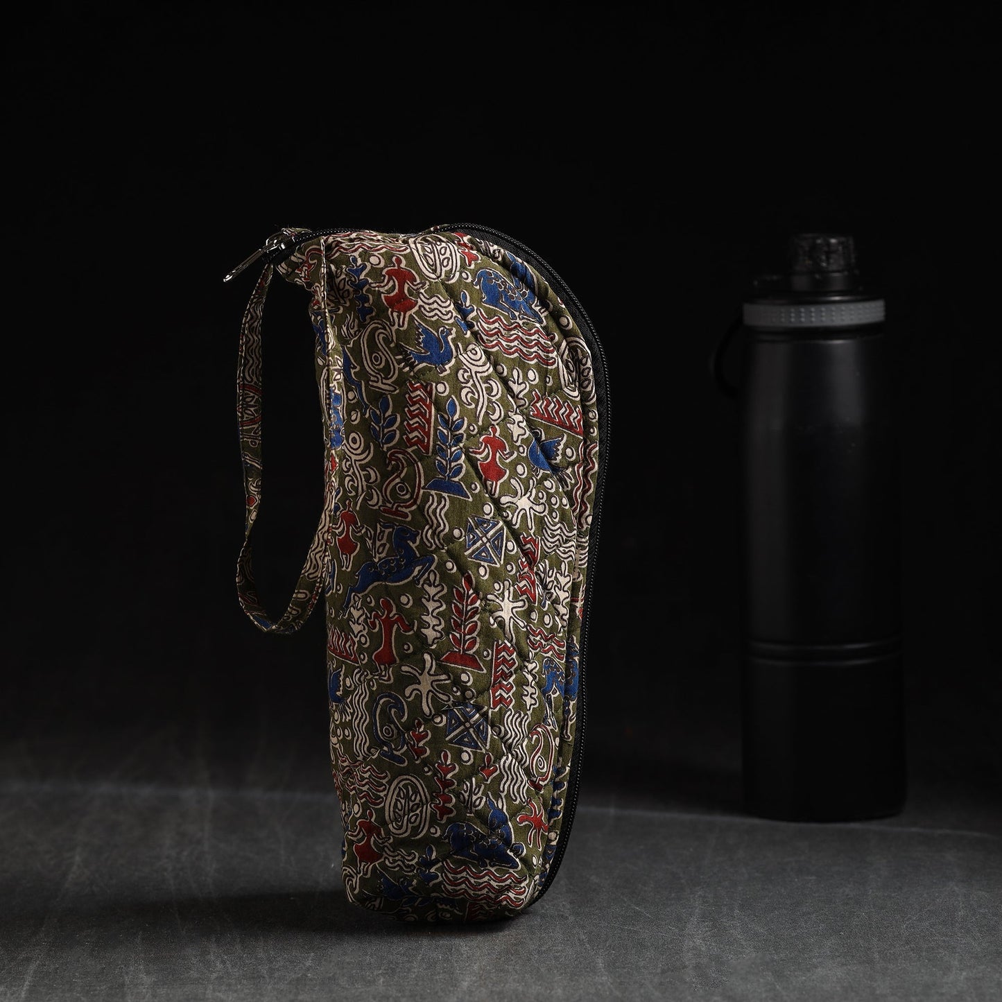 Green Handmade Cotton 1L Water Bottle Cover